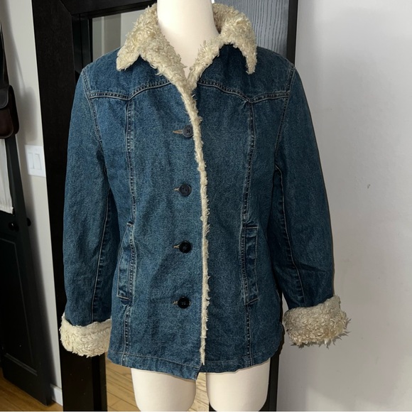 Vintage Esprit 90s/00s Denim Sherpa Lined Jacket Size M – Y2K It-Girl Vibes - Picture 2 of 11